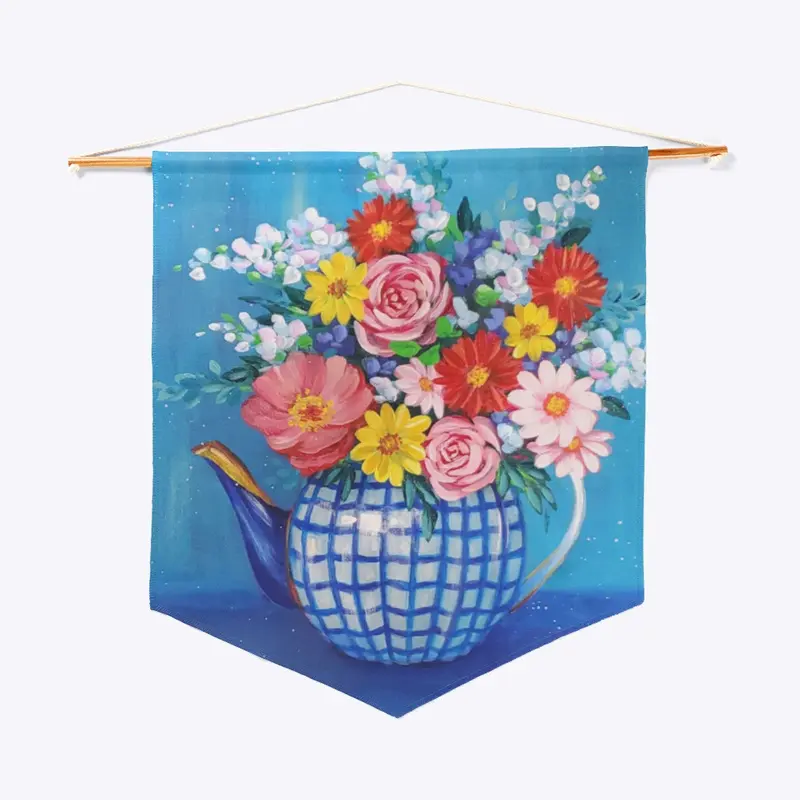 Blue Teapot Floral