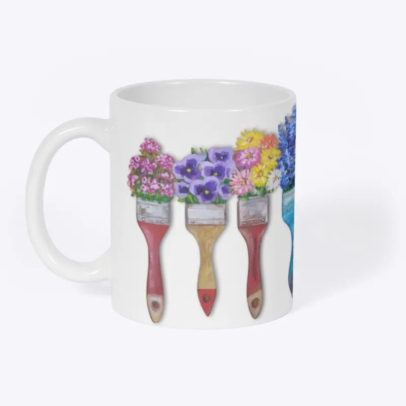 Flower Brushes Accent Mug