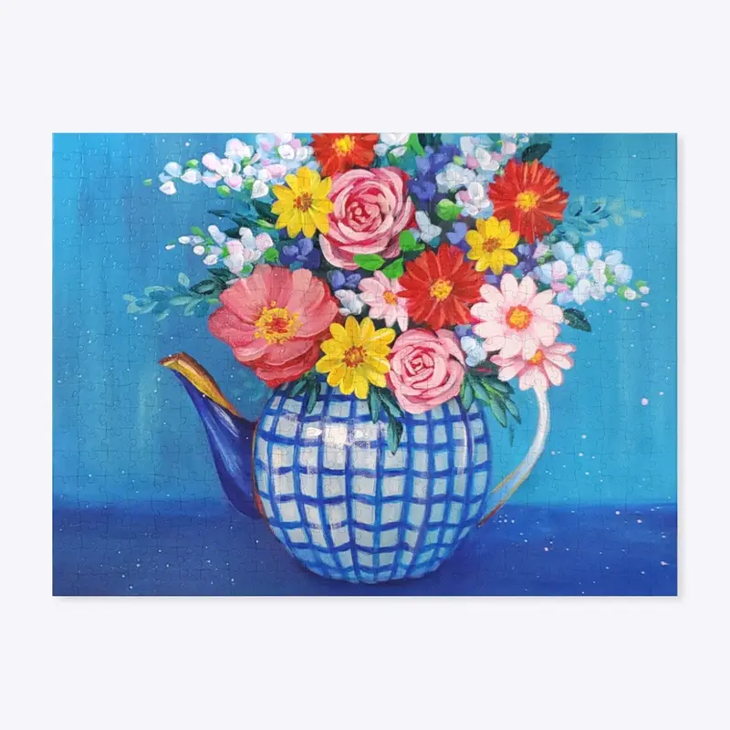 Blue Teapot Floral