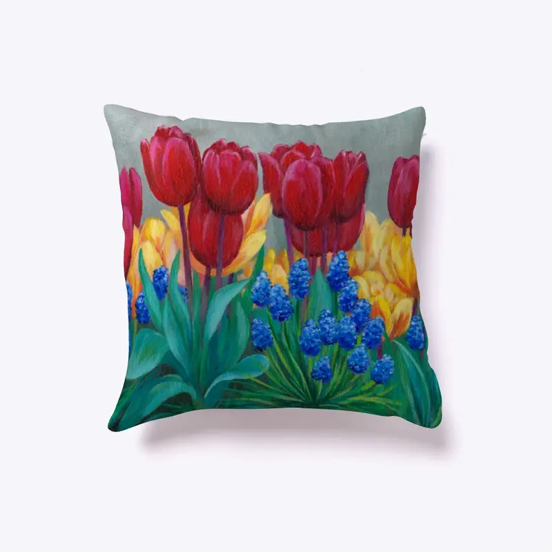 Red Yellow Tulips + Blue Grape Hyacinth